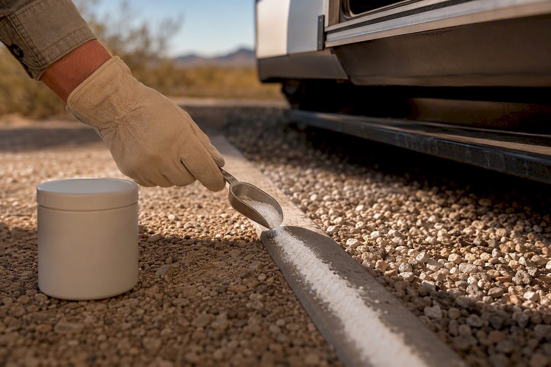 Applying diatomaceous earth beside RV threshold