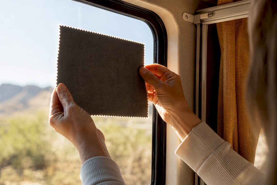 Fabric swatch tested against RV window