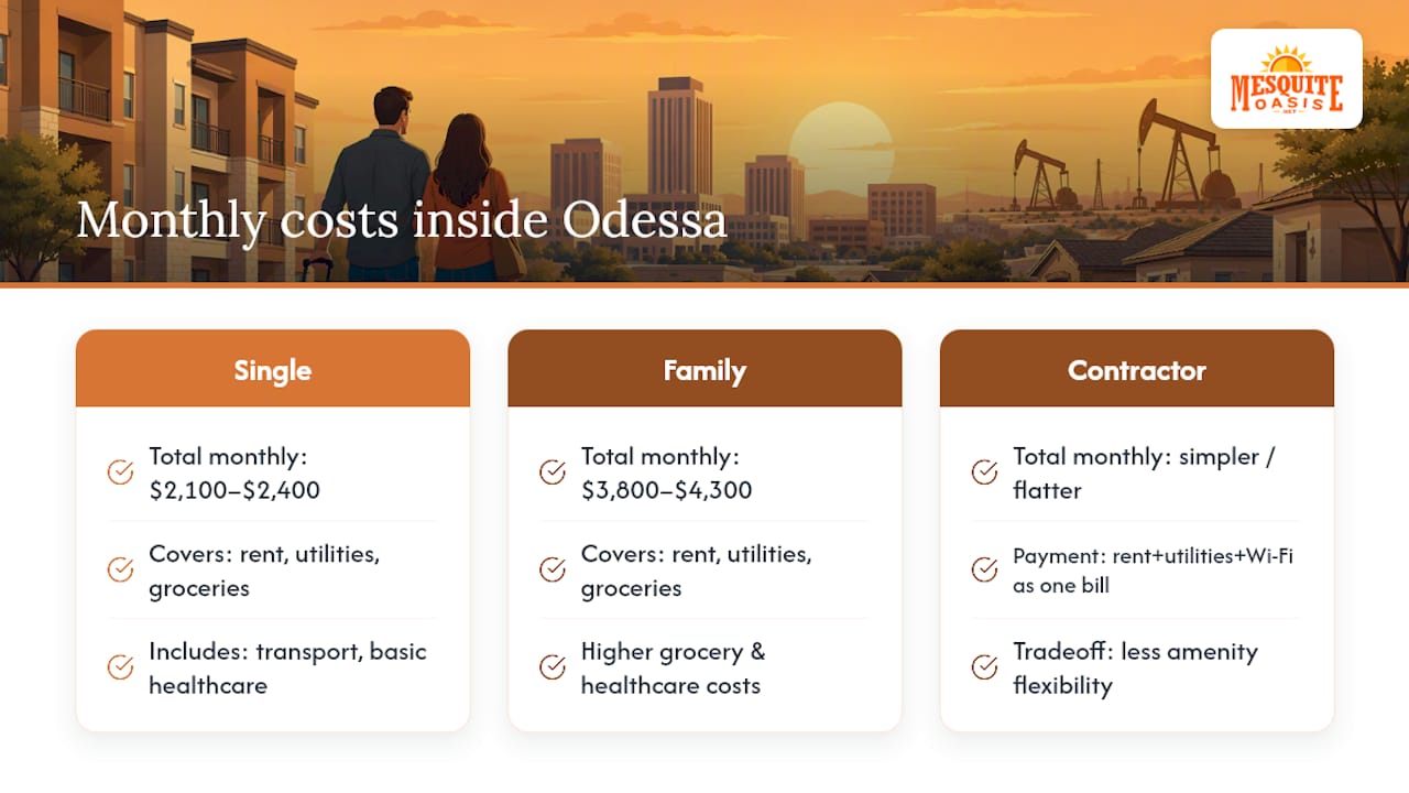 Monthly cost ranges for Odessa households