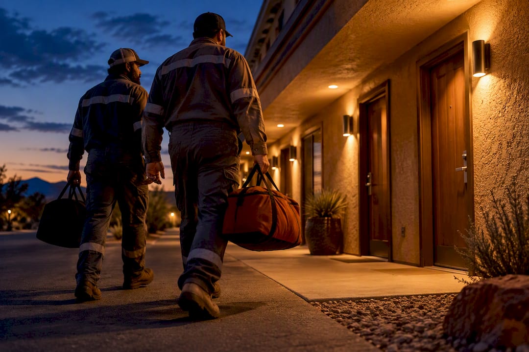 Oilfield workers approaching extended-stay housing