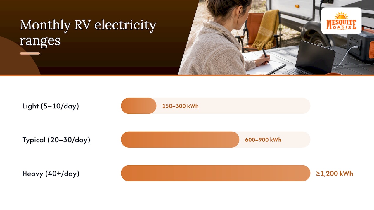 RV electricity use ranges by monthly consumption