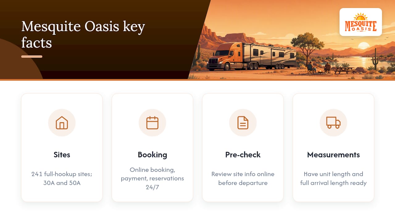 How Mesquite Oasis approaches big rigs and booking clarity — overview diagram