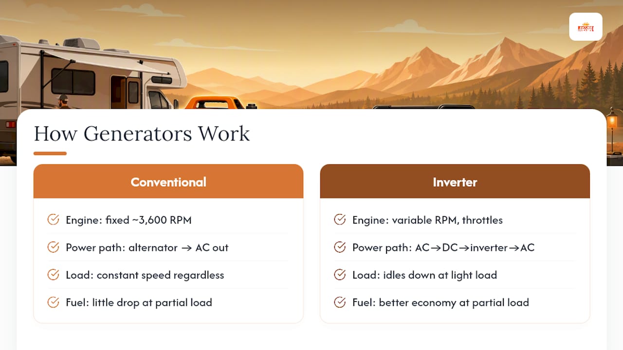 Comparison of generator power pathways