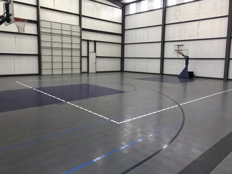 Full-size indoor basketball and volleyball court